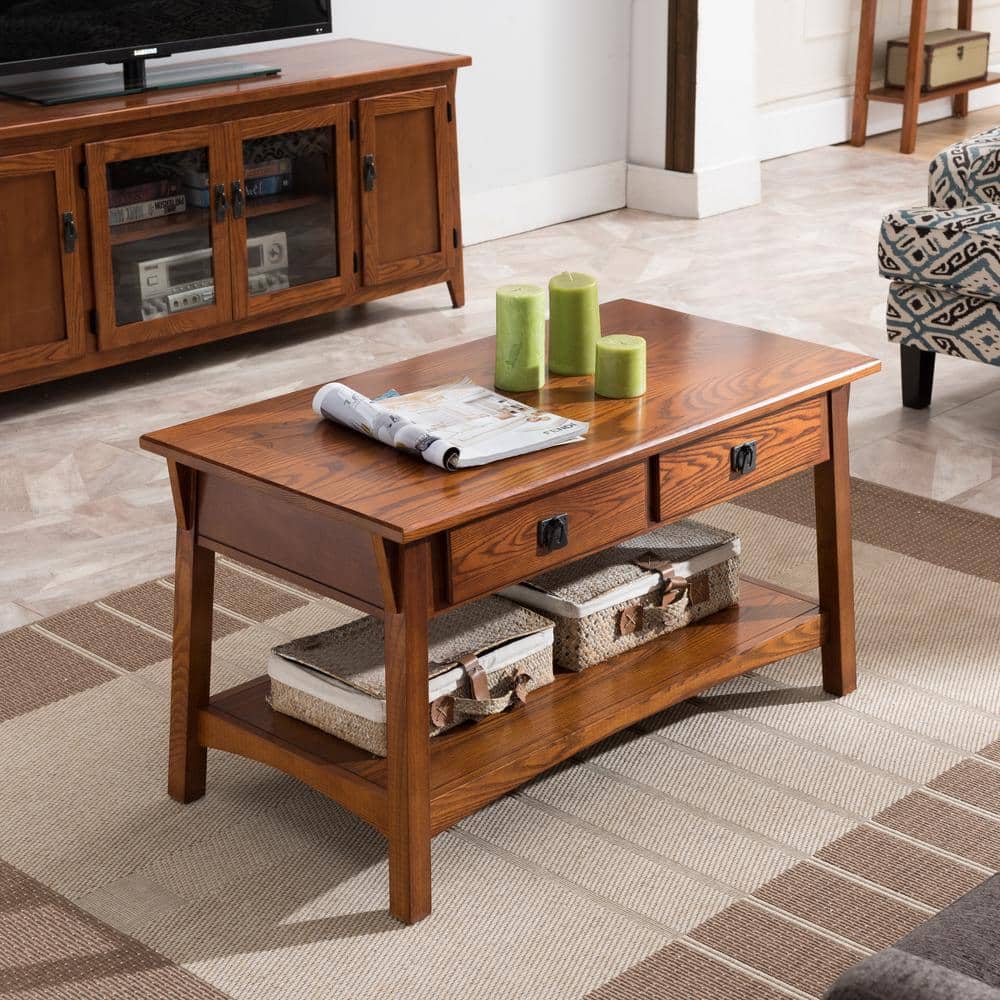 Russet Solid Wood Rectangular Coffee Table with Storage