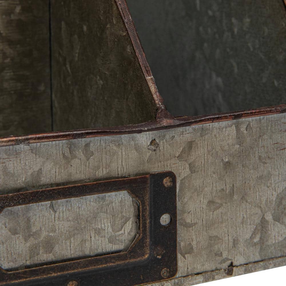 Galvanized Metal 9.5" Desk Organizer with 4 Compartments