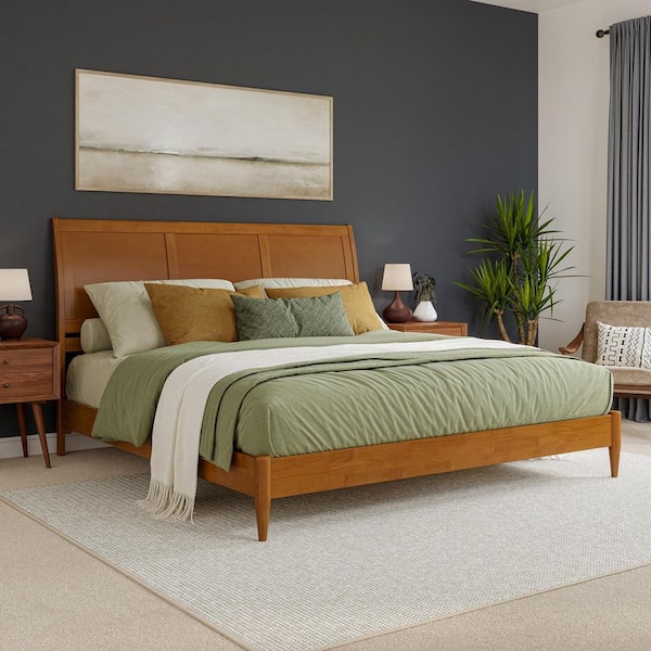 AFI Valencia Light Toffee Natural Bronze Solid Wood Frame King Low Profile Platform Bed