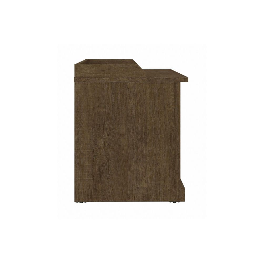 Transitional Ash Brown Engineered Wood Entryway Shoe Storage Bench