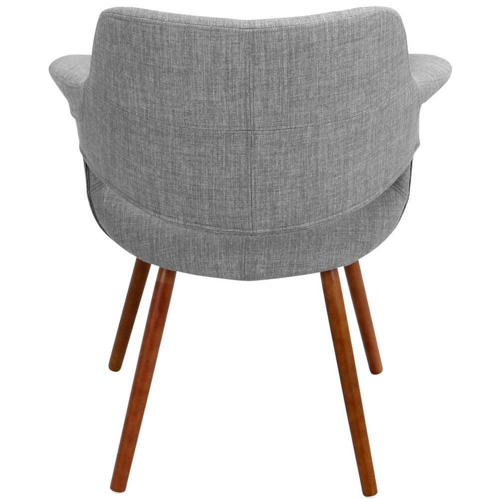 Mid-Century Modern Light Grey Parsons Arm Chair with Walnut Wood Legs