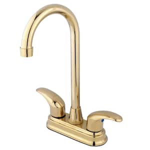 Legacy 2-Handle Deck Mount Gooseneck Bar Prep Faucets in Polished Brass