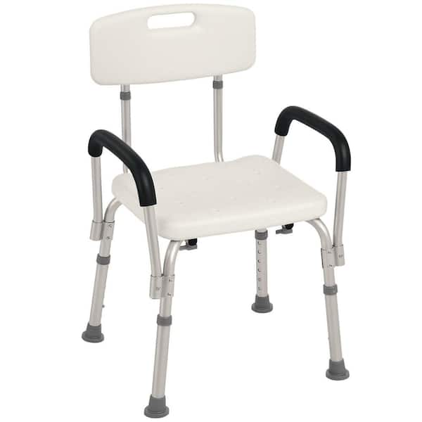 18.5 in. Free-standing H8 Adjustable Medical Walk In Shower Seat with Armrests in White