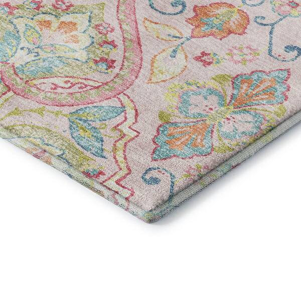 Mayfield Premium Machine Washable Abstract AMF2207 Pink 3 ft. x 5 ft. Area Rug