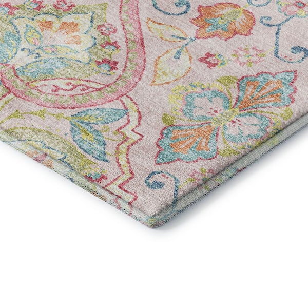 Mayfield Premium Machine Washable Abstract AMF2207 Pink 5 ft. x 7 ft. 6 in. Area Rug