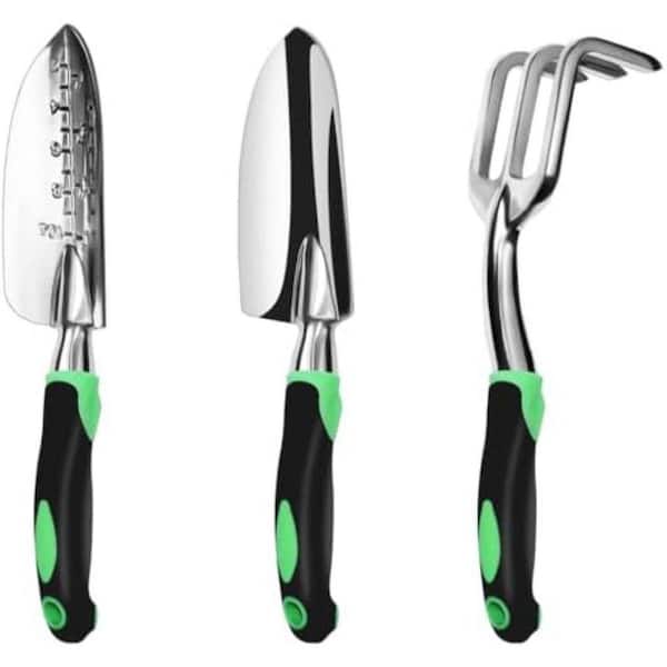 3 Pack Aluminum Heavy Duty Gardening Tool Set Includes Hand Trowel Transplant Trowel Cultivator
