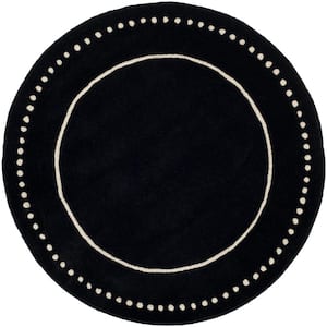 Bella Black/Ivory 3 ft. x 3 ft. Dotted Border Round Area Rug