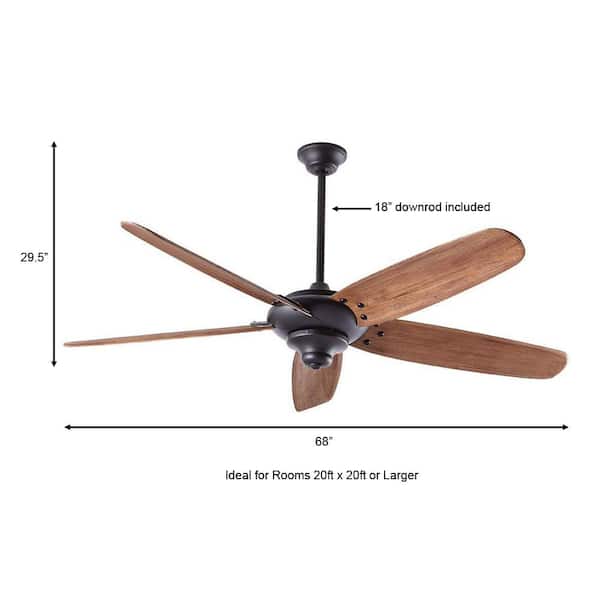 Altura 68 in. Matte Black Ceiling Fan with Downrod, Remote Control and Reversible DC Motor; Light Kit Compatible