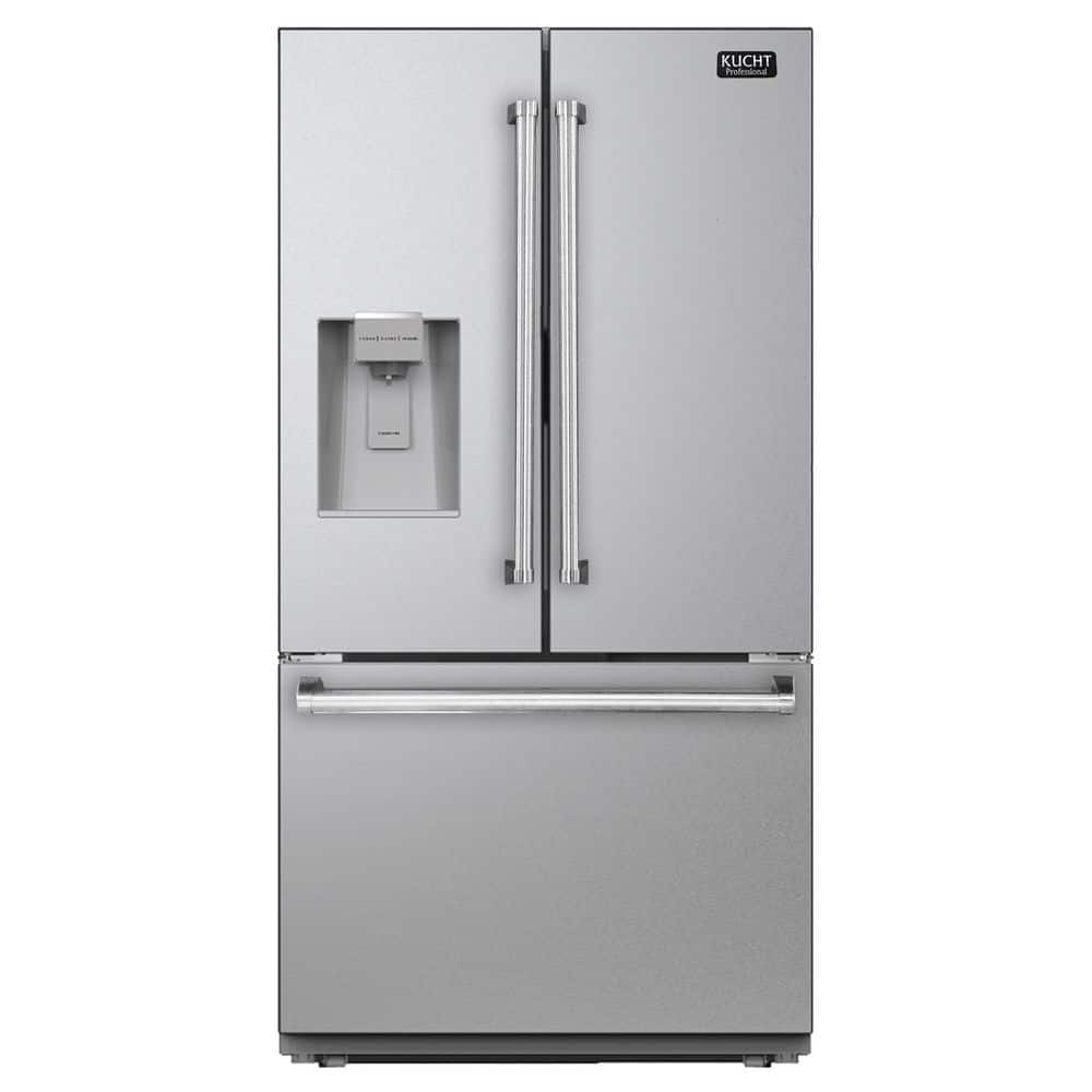 36 in. 28.9 cu. ft. Standard Depth Freestanding French Door Refrigerator in Stainless Steel with Ice and Water Dispenser