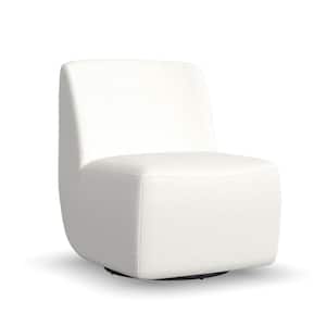 Nico White Boucle Fabric Swivel Accent Chair