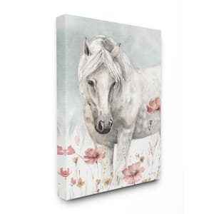 36 in. x 48 in. "Beautiful Horse Pink Flower" by Lisa Audit Canvas Wall Art