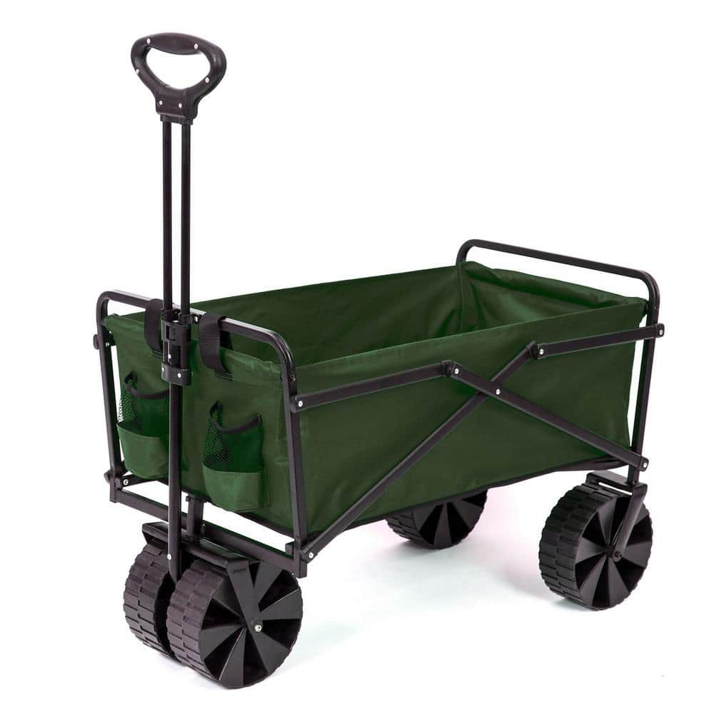 Seina Collapsible Steel Frame Folding Utility Beach Wagon Outdoor Cart, Green