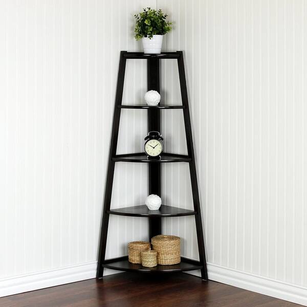 Furinno Yaotai Espresso Corner Ladder Shelf