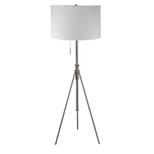 72 in. Brushed Nickel 2-Light Tripod Adjustable Height Floor Lamp with KD Shade