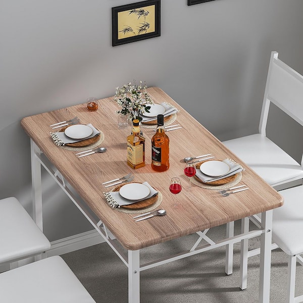 VECELO 5 Piece Dining Table Set for 4, Space-Saving Kitchen Table