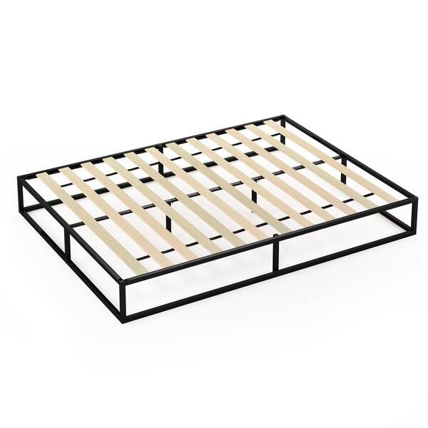 Furinno Monaco Queen Metal Bed Frame Foundation with Wooden Slats