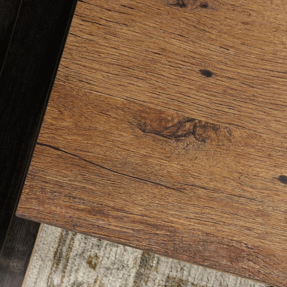 Vintage Oak Executive Desk with Drawers and Power Outlet