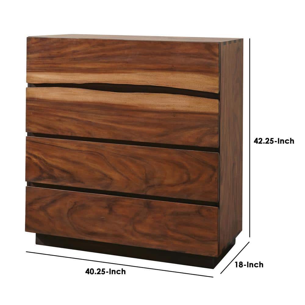 Mahogany Brown Chest with Live Edge Details and Felt Lined Drawer