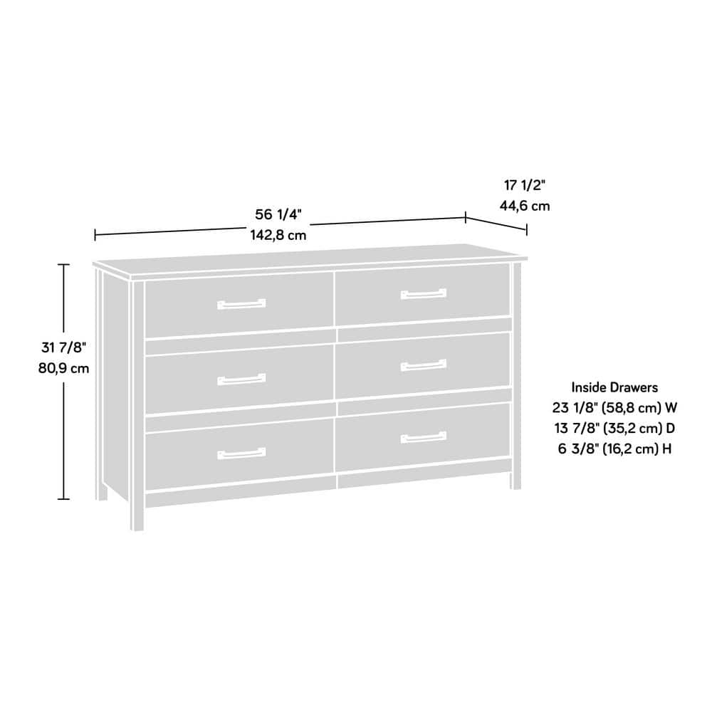 Sindoori Mango Double 6-Drawer Dresser with Herringbone Pattern