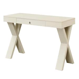Newport 47.25 in. Rectangle Ivory MDF 1 Drawer Writing Desk