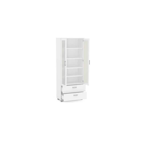 Quebec White China Cabinet With Glass, Wall 038 Display Shelves With Glass Doors
