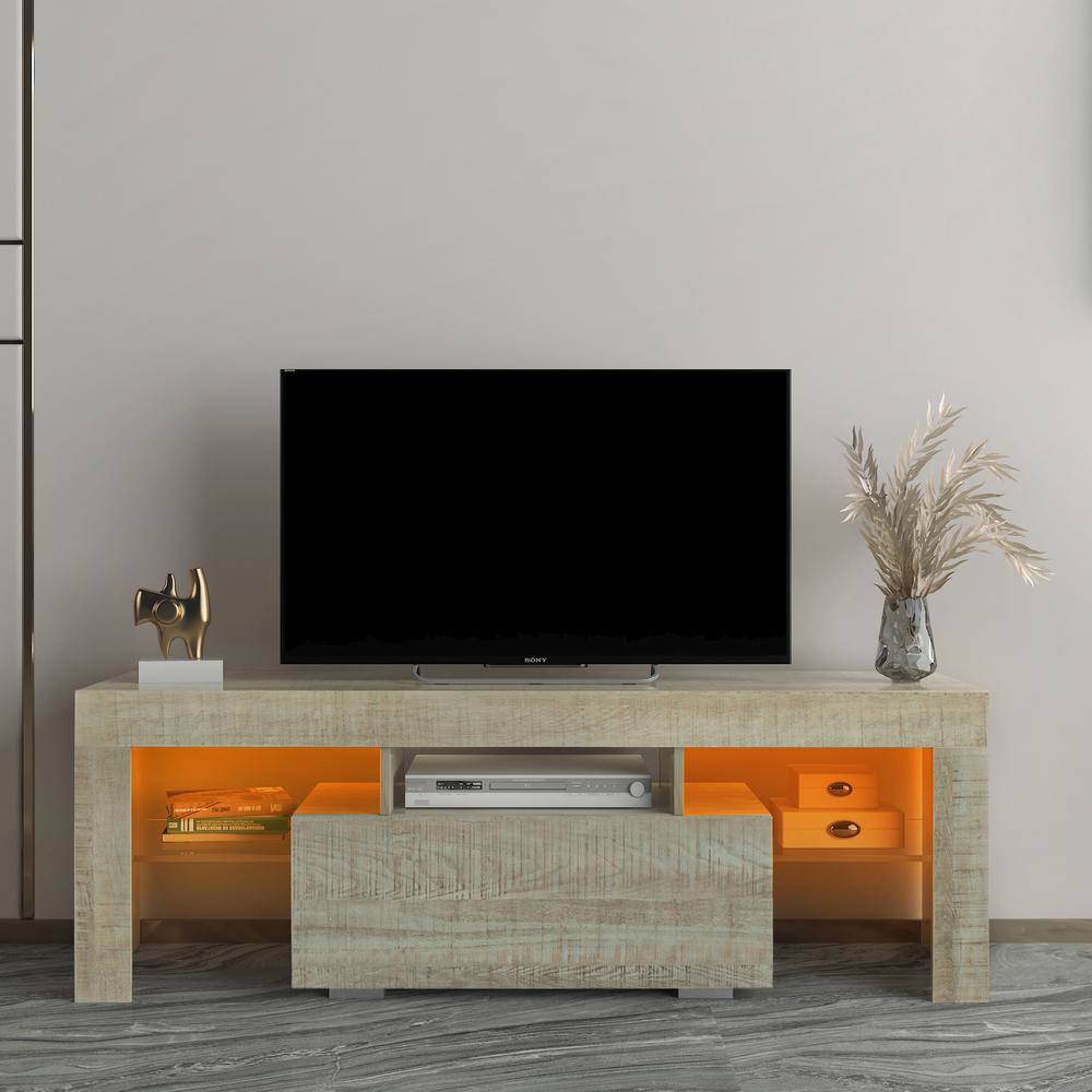 Visiona 51 in. Light Brown TV Stand Fits TV's up to 55 in. with Remote
