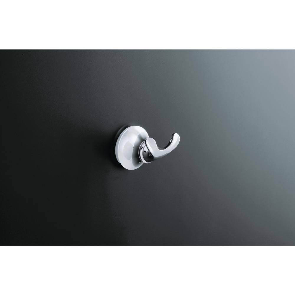 Polished Chrome Double Robe Hook with Sculpted Design