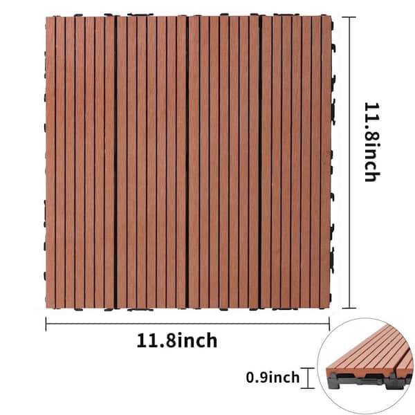 Tidoin Outdoor 1 ft. x 1 ft. Composite Interlocking Tile Deck Tile in Mahogany(20 Per Box)