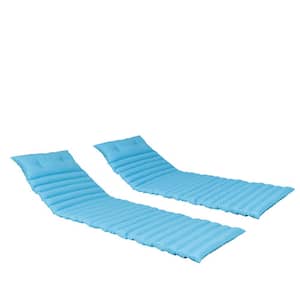 2-Piece 23.62 in. L x 2.56 in. W x 72.83 in. H Replacement Outdoor Chaise Lounge Cushion in Sky Blue