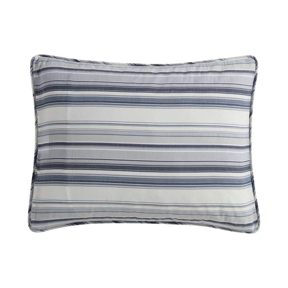 Fresno Blue Cotton Reversible Full Quilt Set with Pillow Cover