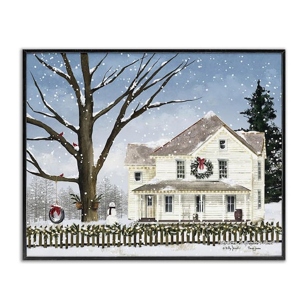 Stupell Industries Charming Winter Neighborhood by Billy Jacobs 1 Piece Framed Graphic Print Nature Poster Art Print 20 in. x 16 in.