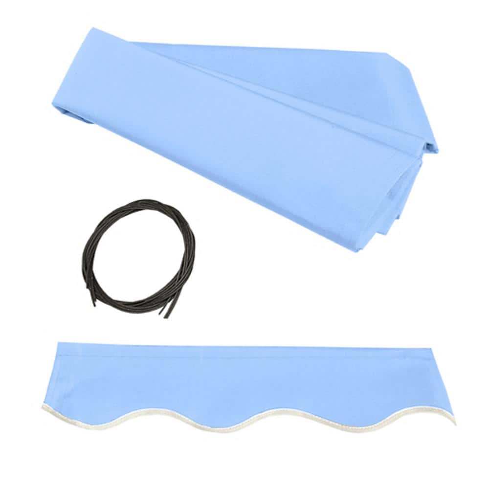 Sky Blue 12' x 10' Manual Retractable Patio Awning with Black Frame