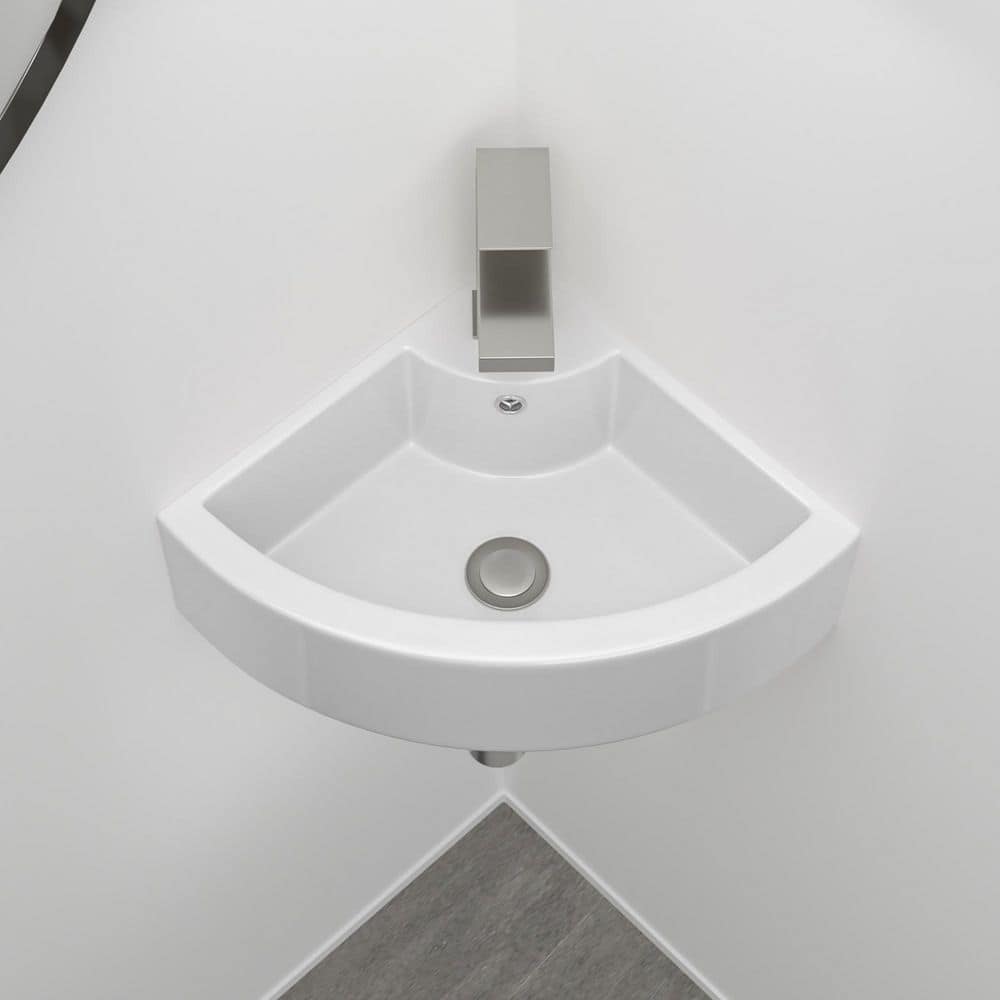18 in. x 13 in. Wall-Mounted Corner Bathroom Sink in White Ceramic price history on PriceWatchPro