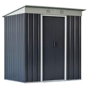 6 ft. W x 4 ft. D Metal Shed with Double Sliding Door, Outdoor Storage Shed, Garden Tool House, 2 Air Vents(24 sq. ft.)