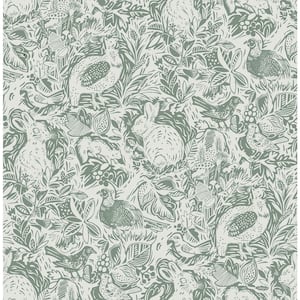 Revival Dark Green Fauna Paper Strippable Roll (Covers 56.4 sq. ft.)