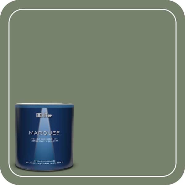 BEHR MARQUEE 1 qt. #MQ6-16 Gazebo Green One-Coat Hide Satin Enamel Interior Paint & Primer