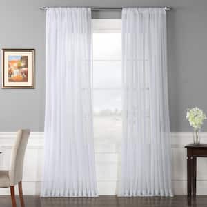 White Solid Extra Wide Rod Pocket Sheer Curtain - 100 in. W x 84 in. L (1 Panel)