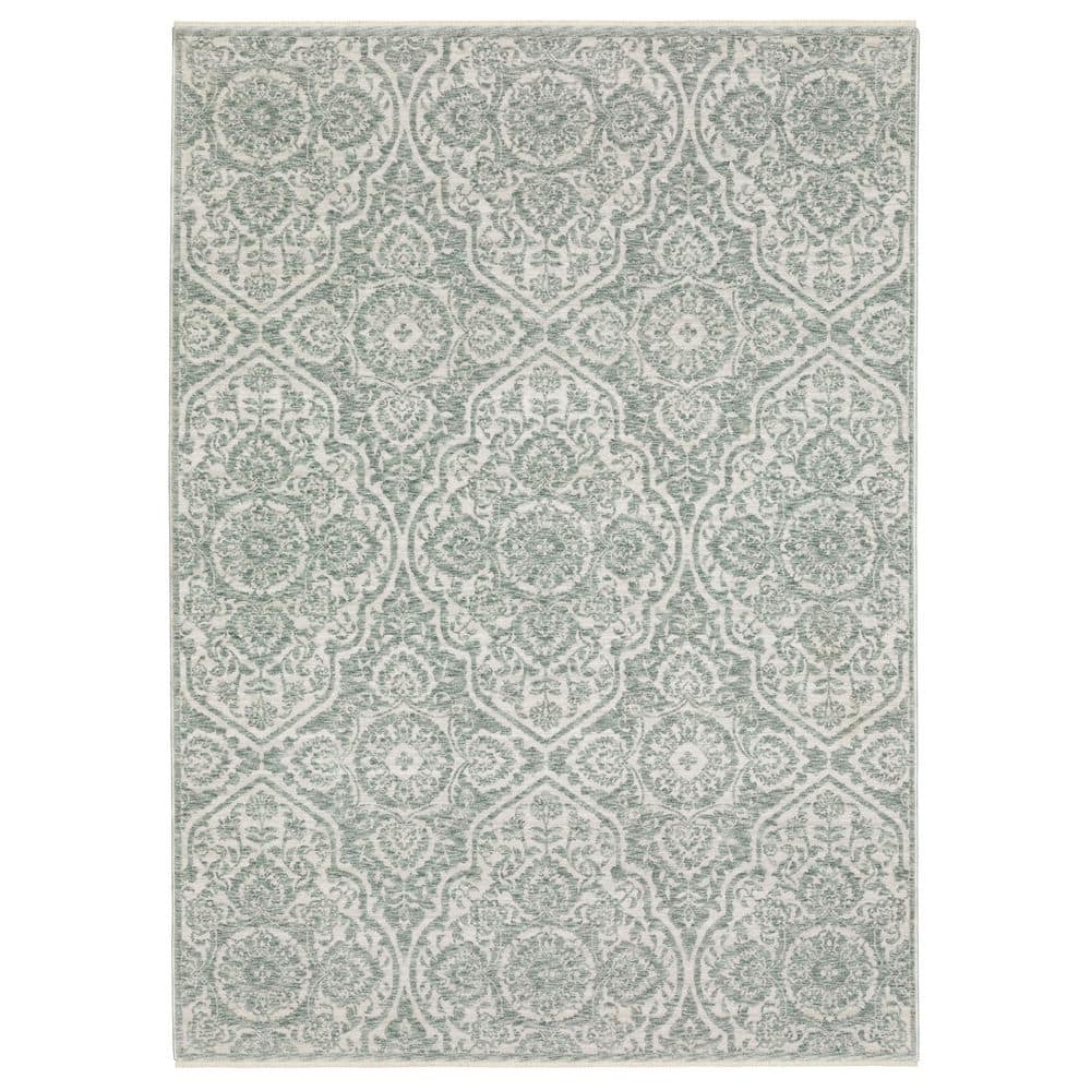 Eclipse Green/Ivory 2 ft. x 8 ft. Global-Inspired Floral Medallion Polyester Fringe-Edge Indoor Runner Area Rug price history on PriceWatchPro