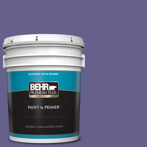 BEHR PREMIUM PLUS 5 gal. #S-G-630 Majestic Purple Satin Enamel Exterior Paint & Primer