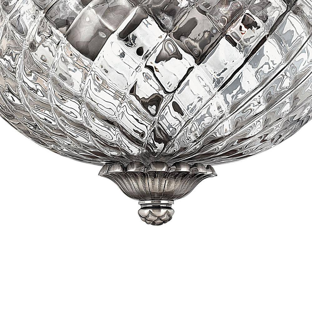 Polished Antique Nickel 2-Light Flush Mount with Clear Glass