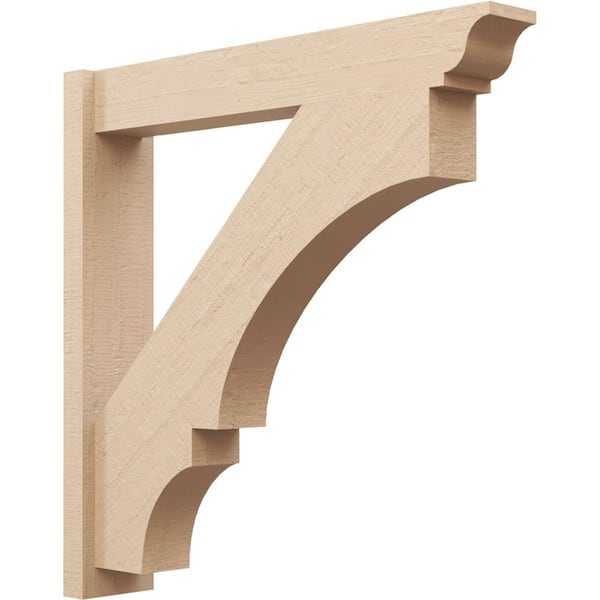 Ekena Millwork 6 in. x 34 in. x 34 in. Balboa Traditional Rough Cedar Woodgrain Timberthane Polyurethane Outlooker, Primed Tan