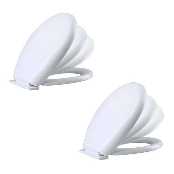 RENOVATORS SUPPLY MANUFACTURING Round Slow Close Plastic Soft Close Front Toilet Seat with Adjustable Hardware in White (Pack of 2)