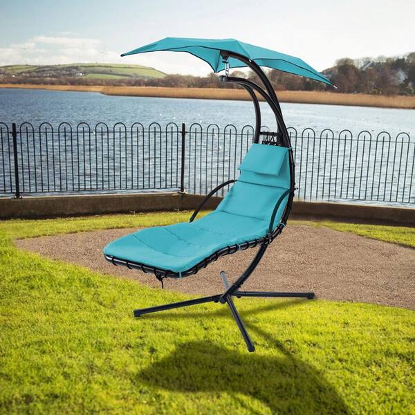 ITOPFOX Metal Outdoor Chaise Lounge Swing Chair with Built