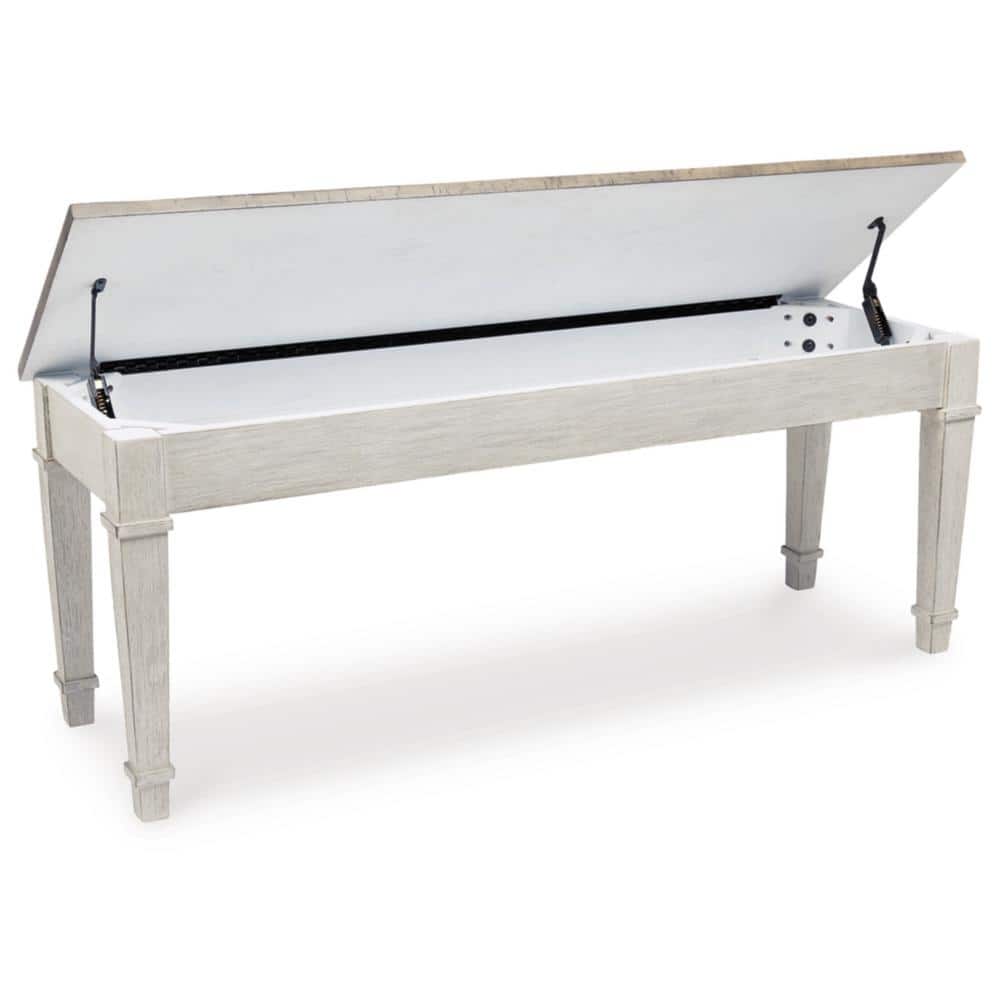 Skempton Two-Tone Transitional Storage Bench, 48" White & Light Brown