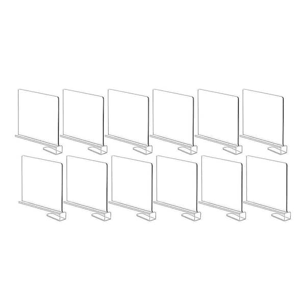 12-Pack Acrylic Shelf Dividers for Closet Organizer for Utensils, Handbag Storage, Clutches, Clothes, Towel on Shelves