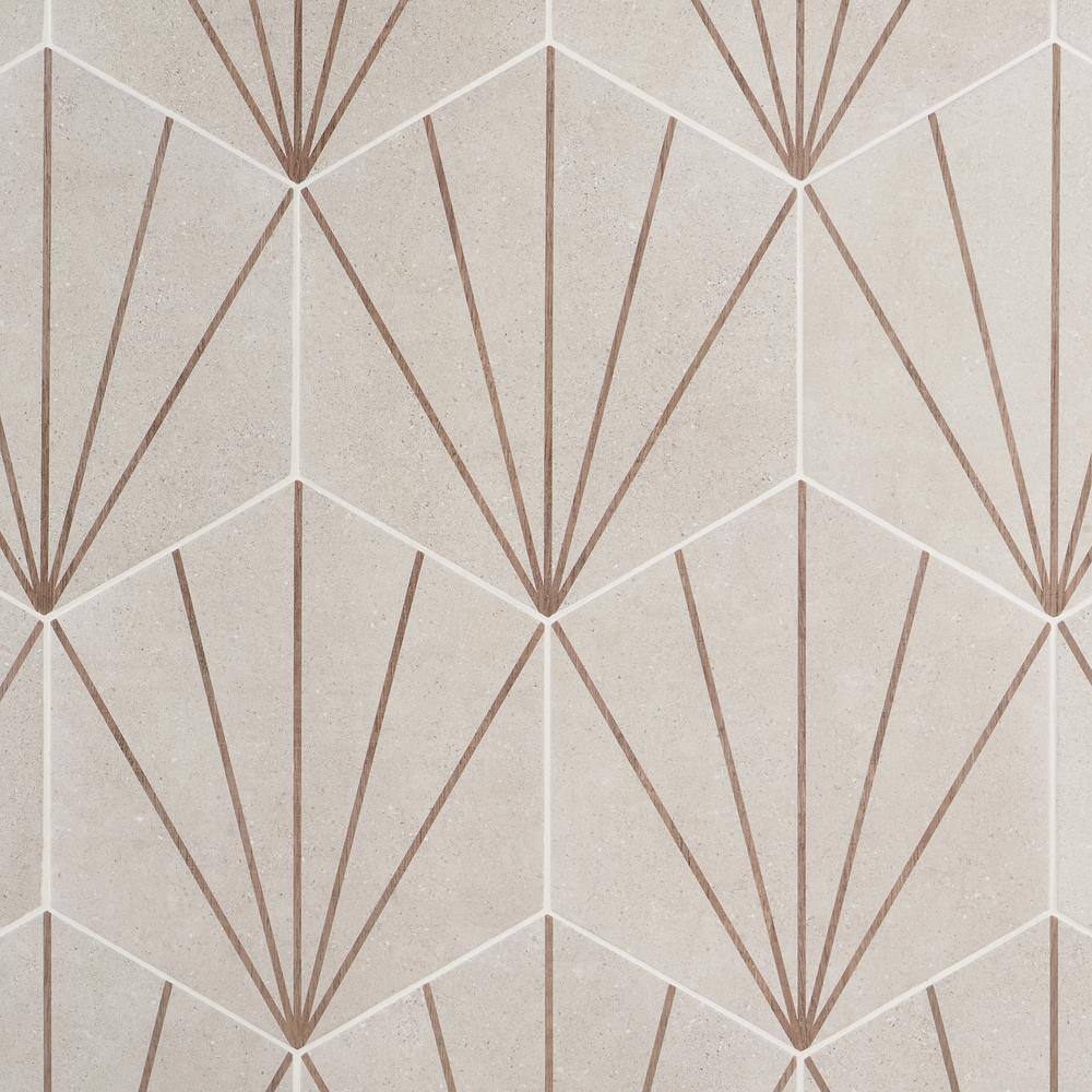Arbor Hex Beams 13" x 14.5" Beige Porcelain Tile
