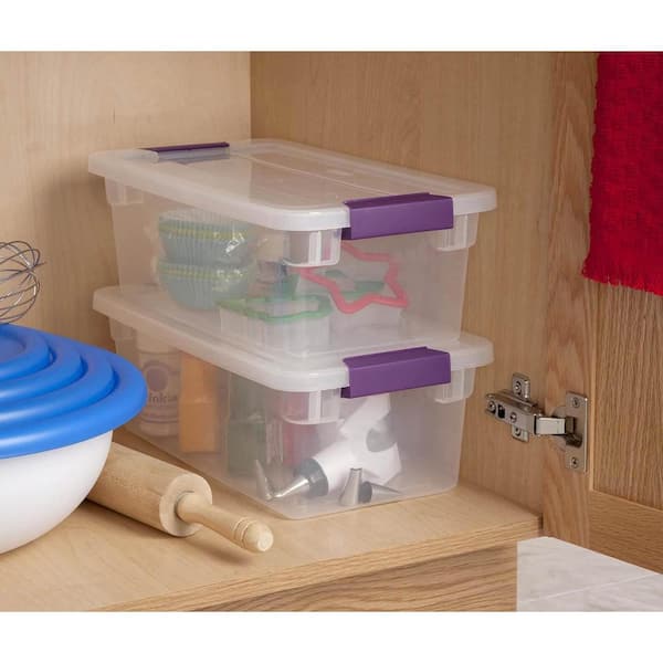 【超美品】リバップSTL26.5cm ホワイトパープル Sterilite 6 Qt. ClearView Latch Box Storage Bin Container
