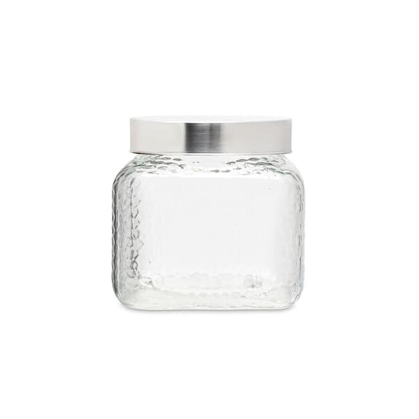 Style Setter 3-Piece Square Glass Jars Canisters Set with Silver