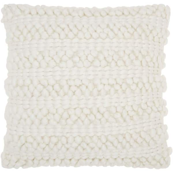 Nourison Lifestyles White Striped 20 in. x 20 in. Throw Pillow