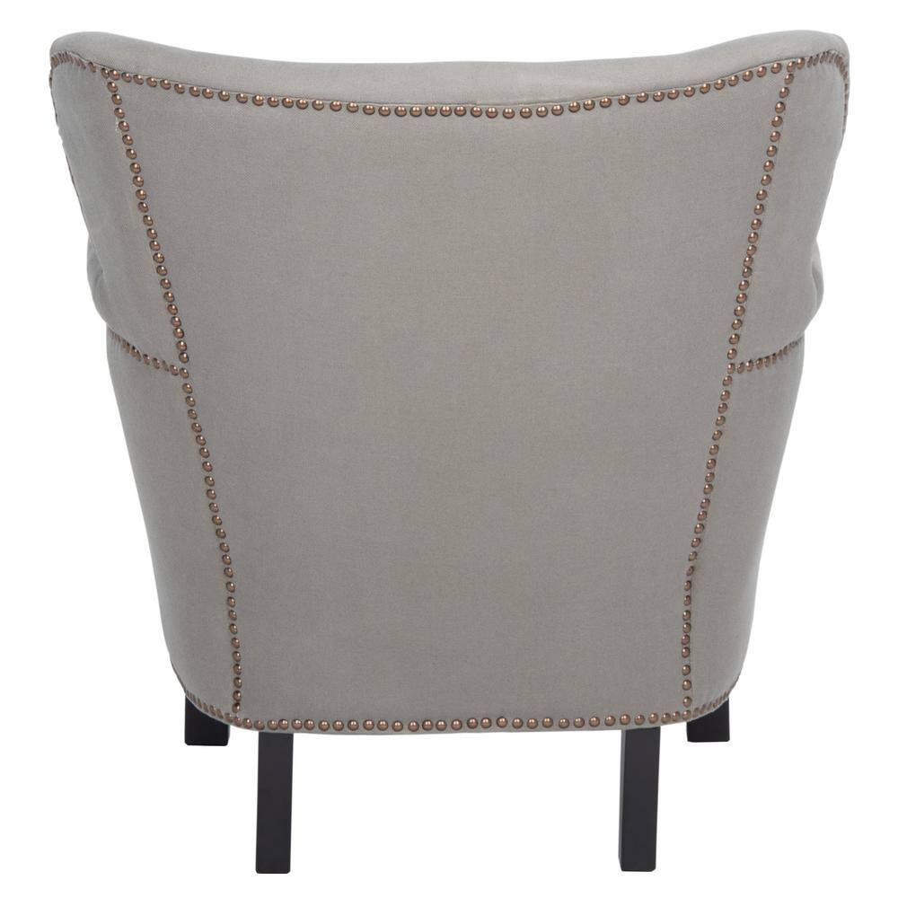 Seamist Gray Linen Upholstered Accent Chair with Birch Legs